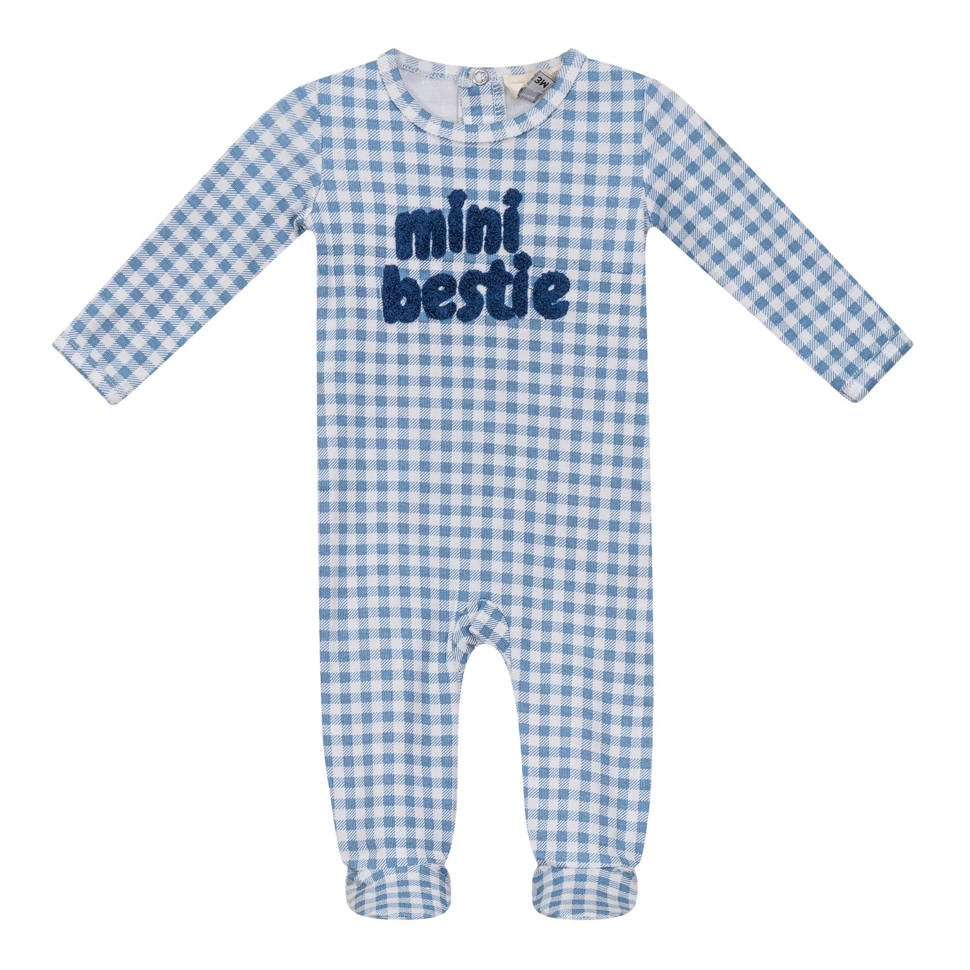 Checkered Mini Bestie Onesie Blue/White