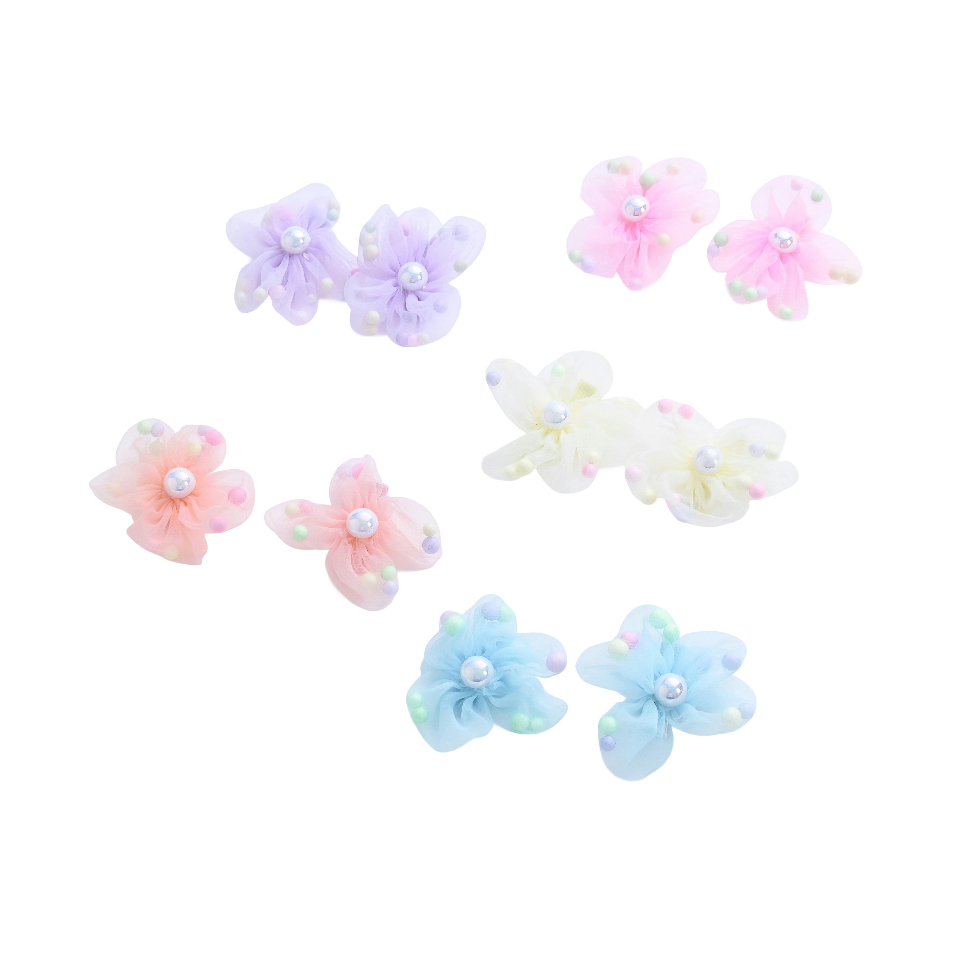 Sheer Petal Flower Hair Clip Set
