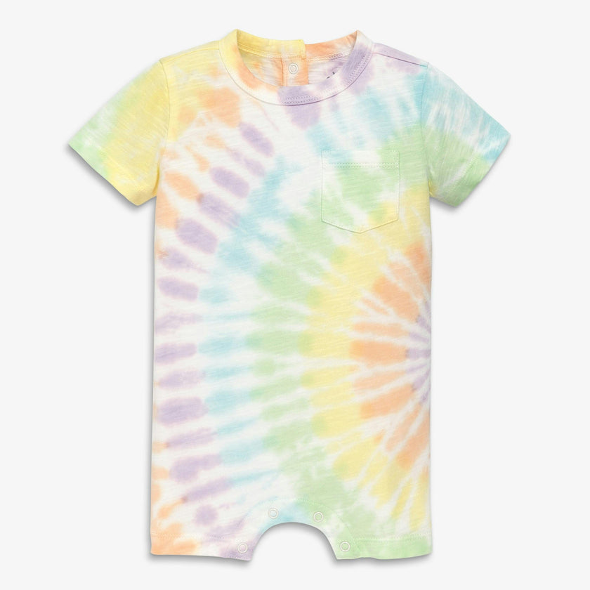 Baby pocket shortie in rainbow tie-dye