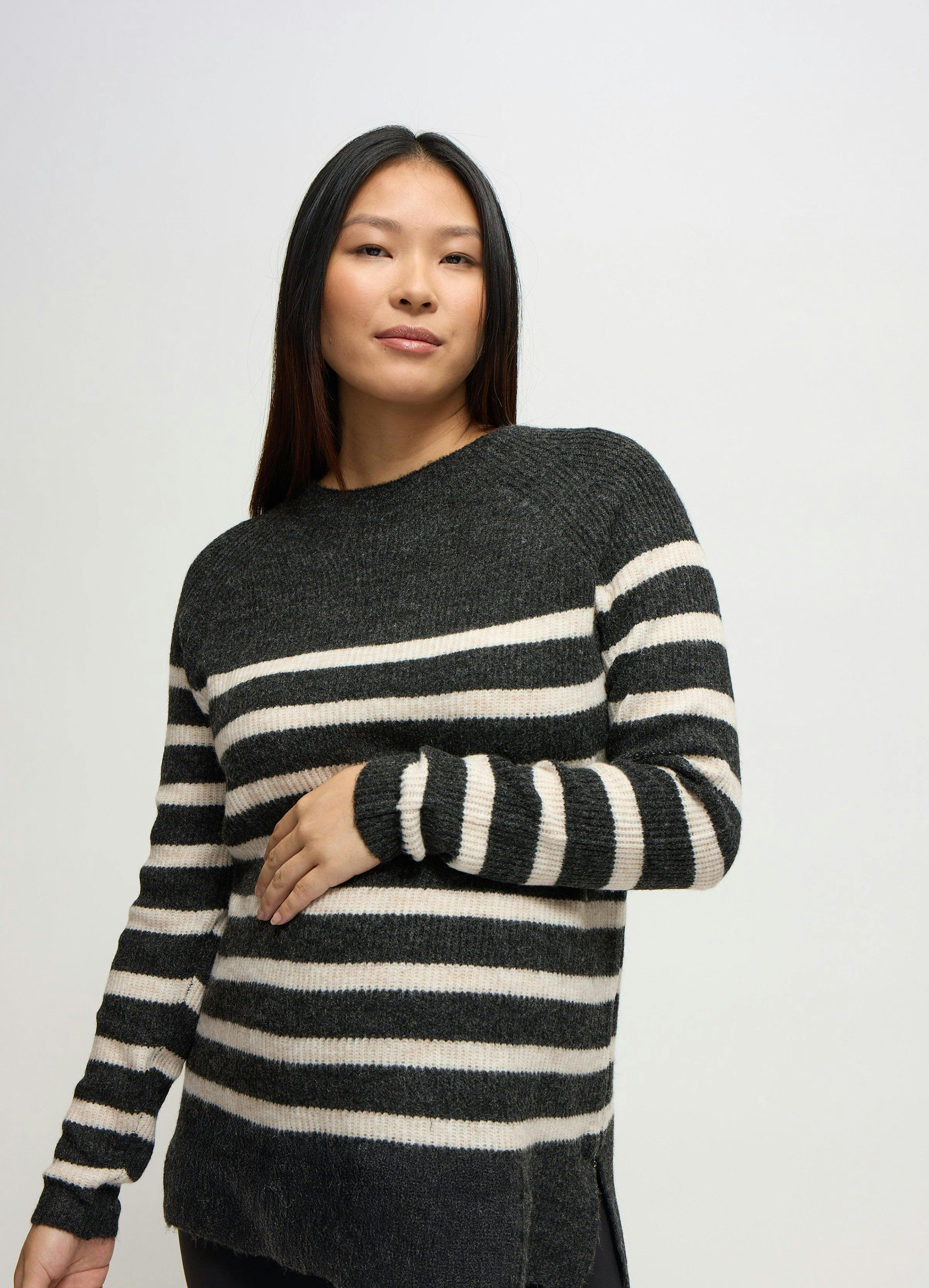 The Softline Side Zip Stripe Maternity and Nursing Sweater