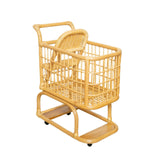 Kids Handcrafted Rattan Shopping Cart With Baby Seat - Wicker