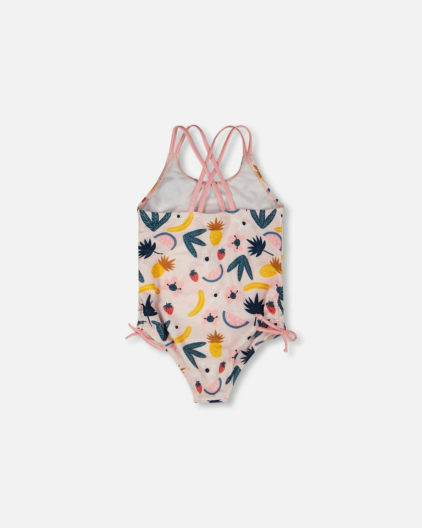 One-Piece Swimsuit Pink Printed Fruits