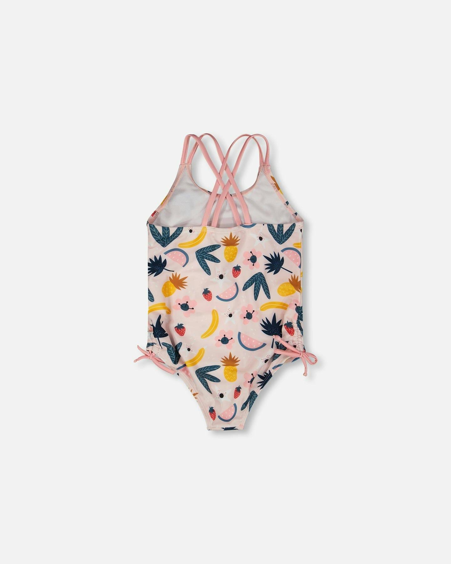 One-Piece Swimsuit Pink Printed Fruits