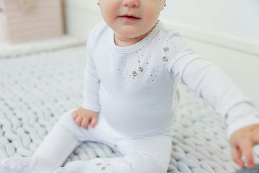 Strawberry Snap Front Dot Print Romper and Hat Two Piece Set