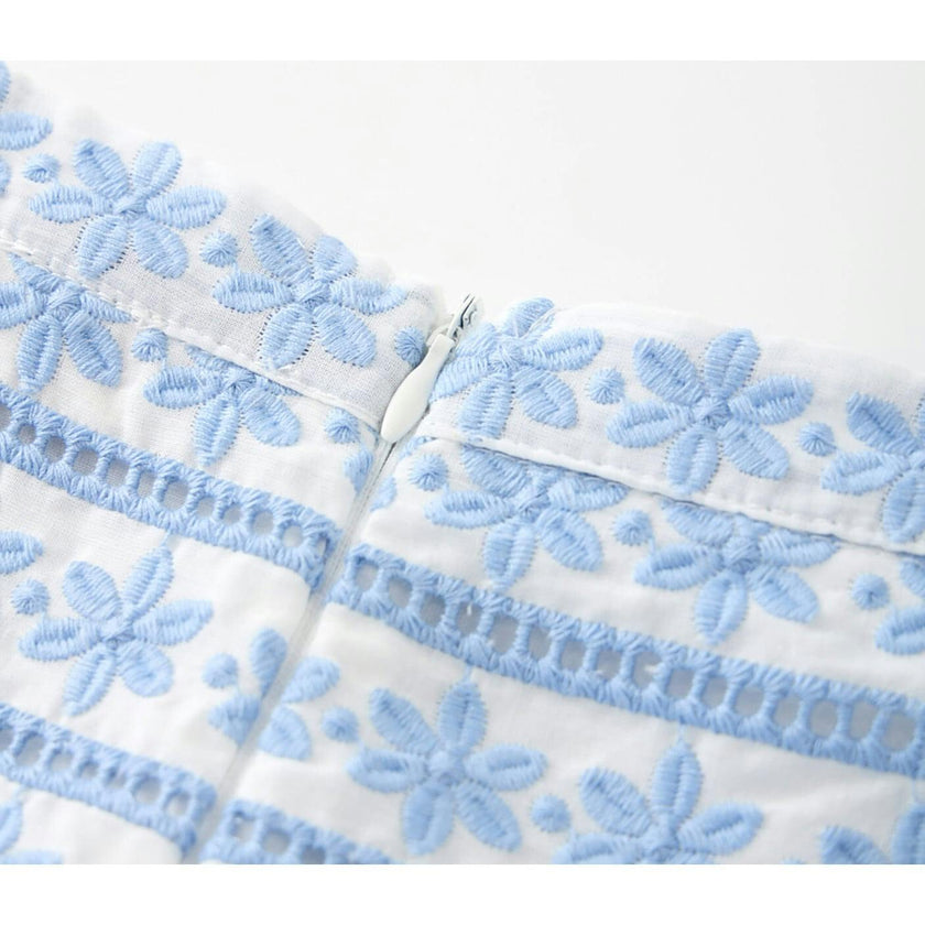 Odessa Frill Embroidered Maxi Skirt