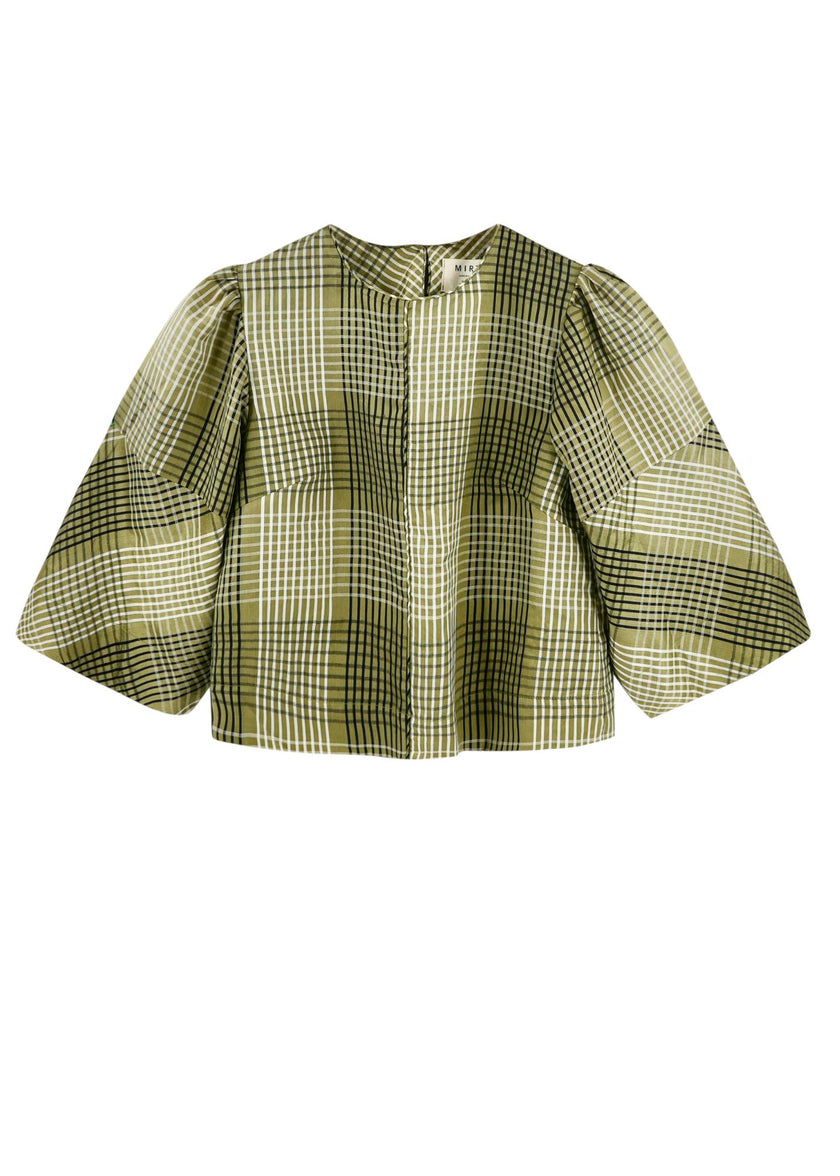 Provence Top in Olive Plaid