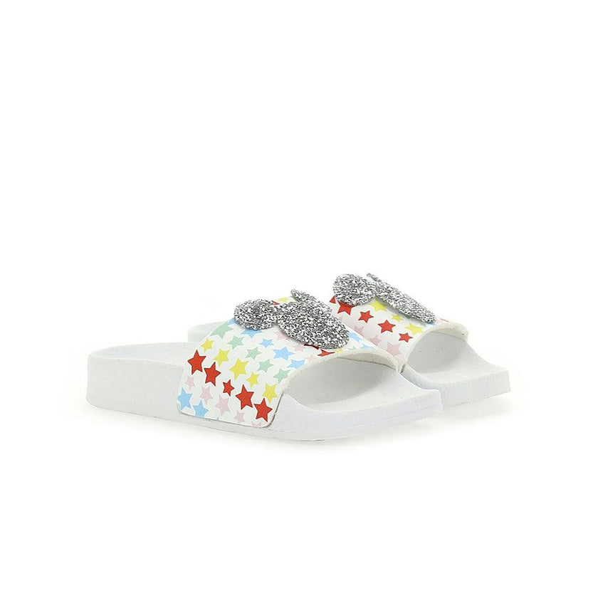 White Glitter Mickey Mouse Beach Slides