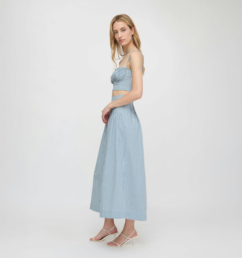 The Maisie Crop Top - Lagoon Gingham