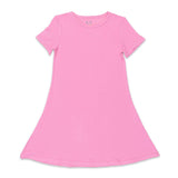 Bubblegum Pink Bamboo Girls' Short Sleeve Dress