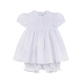 Girls White Floral Smocked Dress