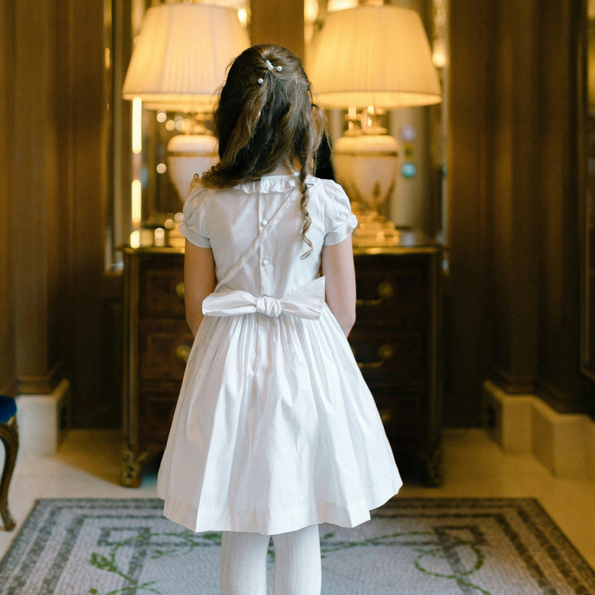 Colombe Gold Silk Ceremony Girl Dress