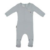 Boys Quilted Waffle Round Neck Long Sleeve Cross Buttoned Footie