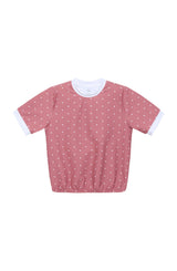 dusty pink polka dot dance tee
