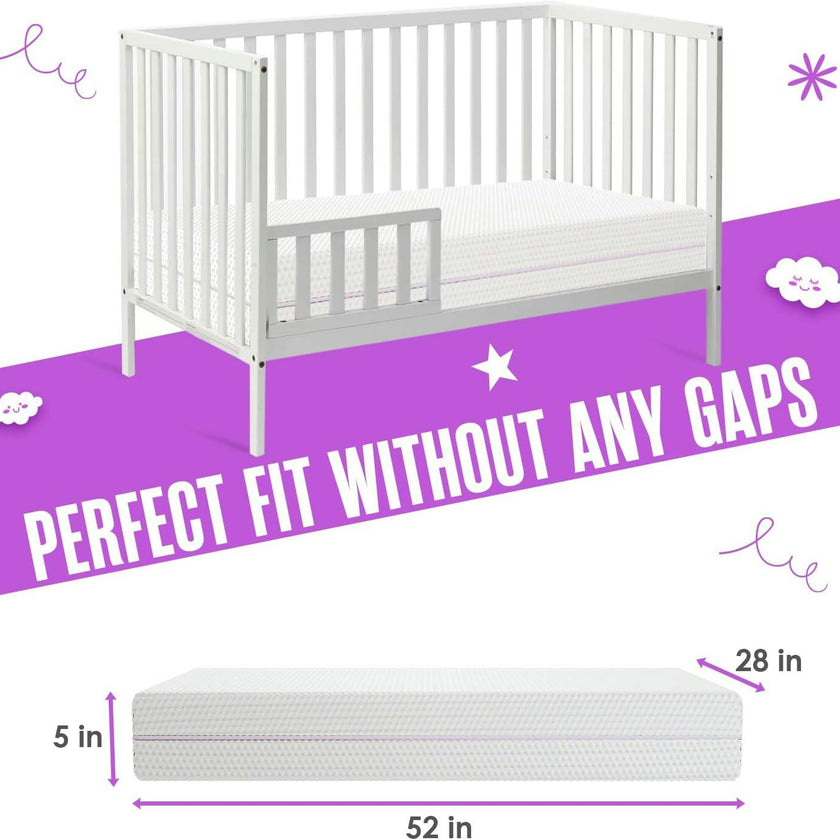 6” Crib & Toddler Bed Mattress – Made in USA – CertiPUR & OEKO-TEX Certified – Breathable Waterproof Washable Removable Soft Cover – Dual Sided Pink