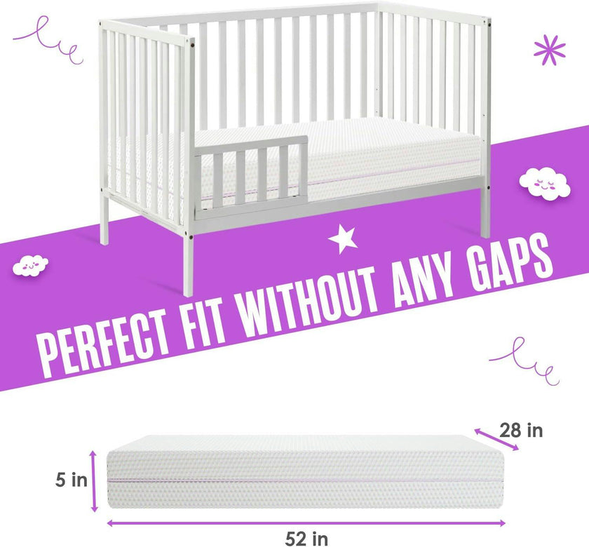 6” Crib Toddler Bed Mattress – Made in USA – Breathable Waterproof Washable
