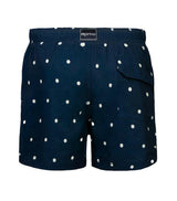 boys swim shorts polka dots navy