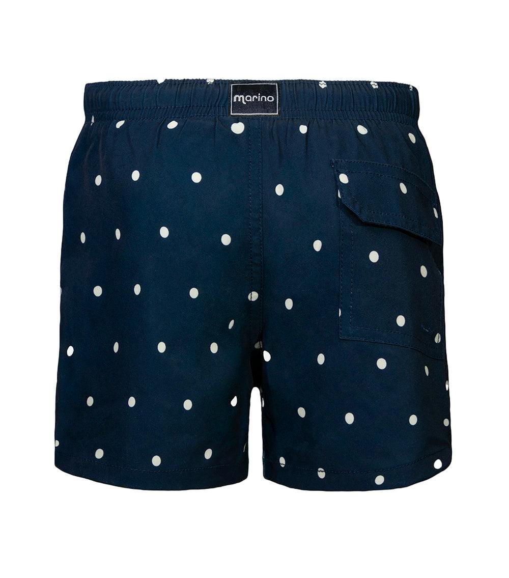 boys swim shorts polka dots navy