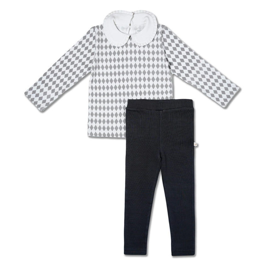 Organic Ruffle Collar Top & Leggings Set