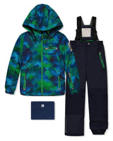 Two Piece Play Snowsuit Blue and Green Checkered Print with Navy Pants