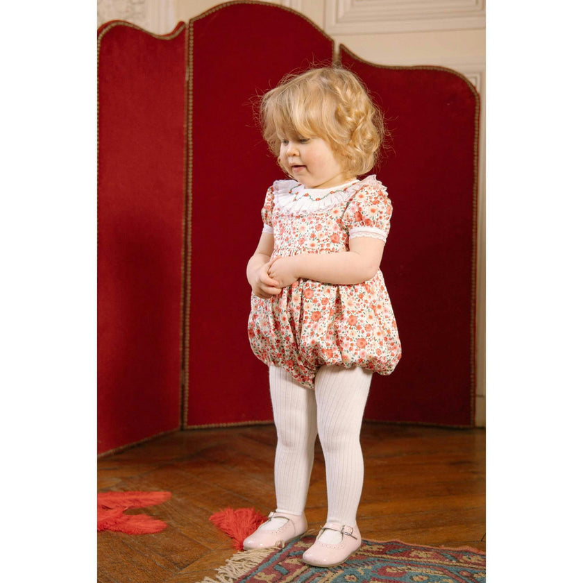 Celestine Red Floral Smocked Romper