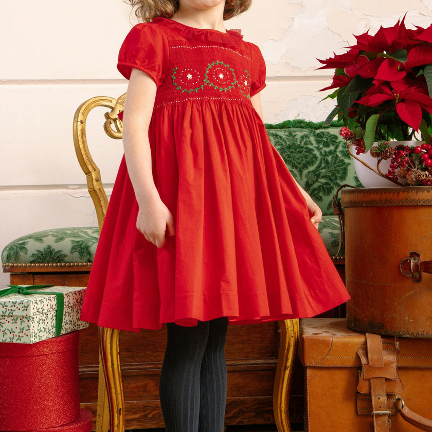 Sofia Red Smocked Dress