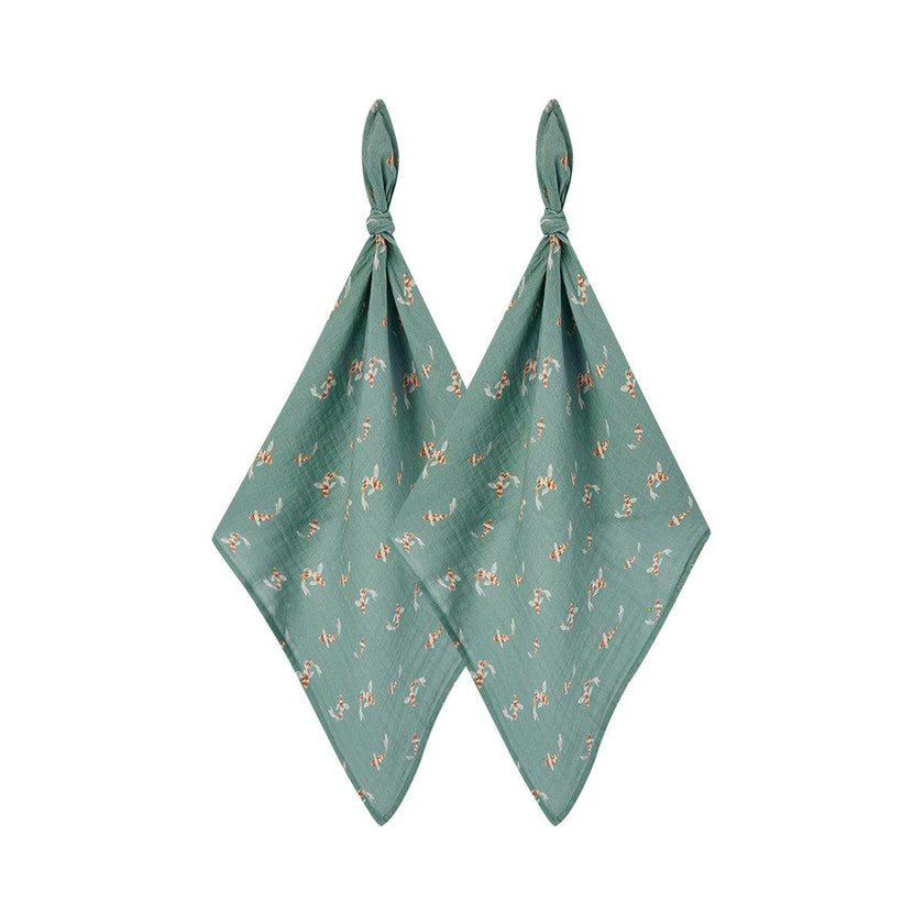 Swimming Koi Organic Cotton Two-Piece Burp Cloth Set
