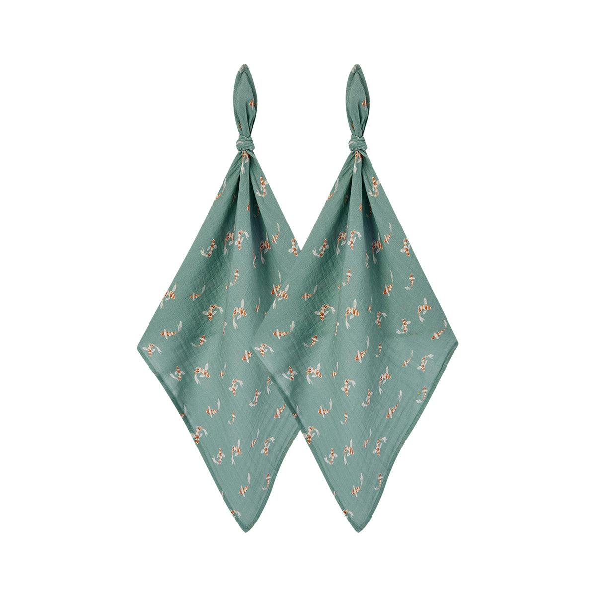 Swimming Koi Organic Cotton Two-Piece Burp Cloth Set