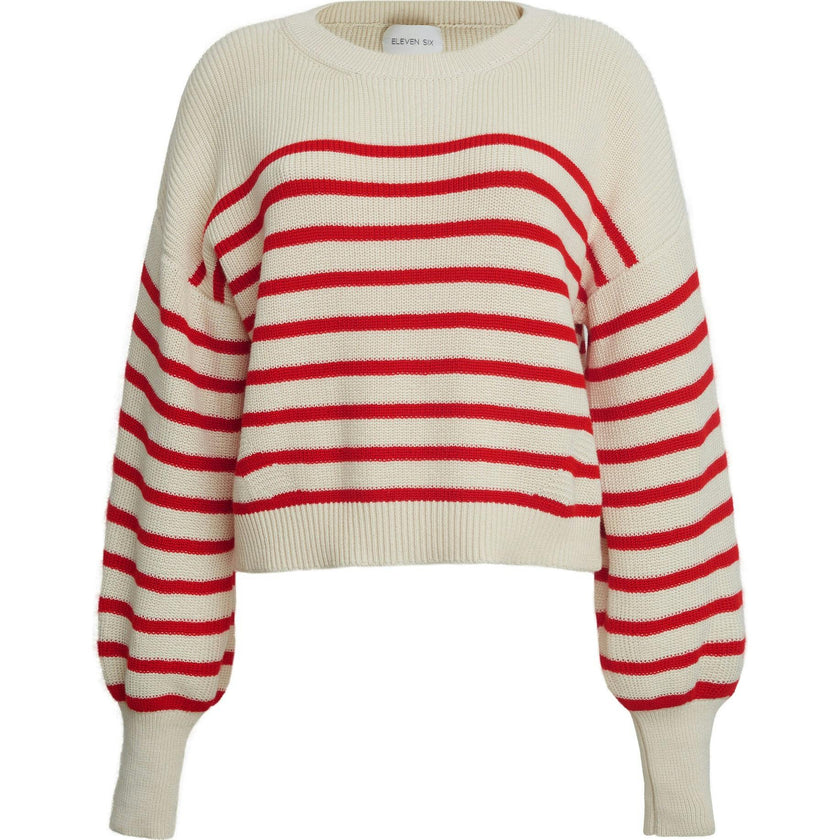 LAYLA STRIPE SWEATER | IVORY + ROSSO