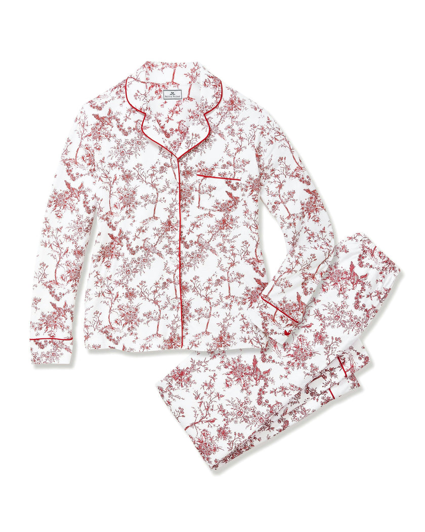 Women's Pima Pajama Set in Red Timeless Toile