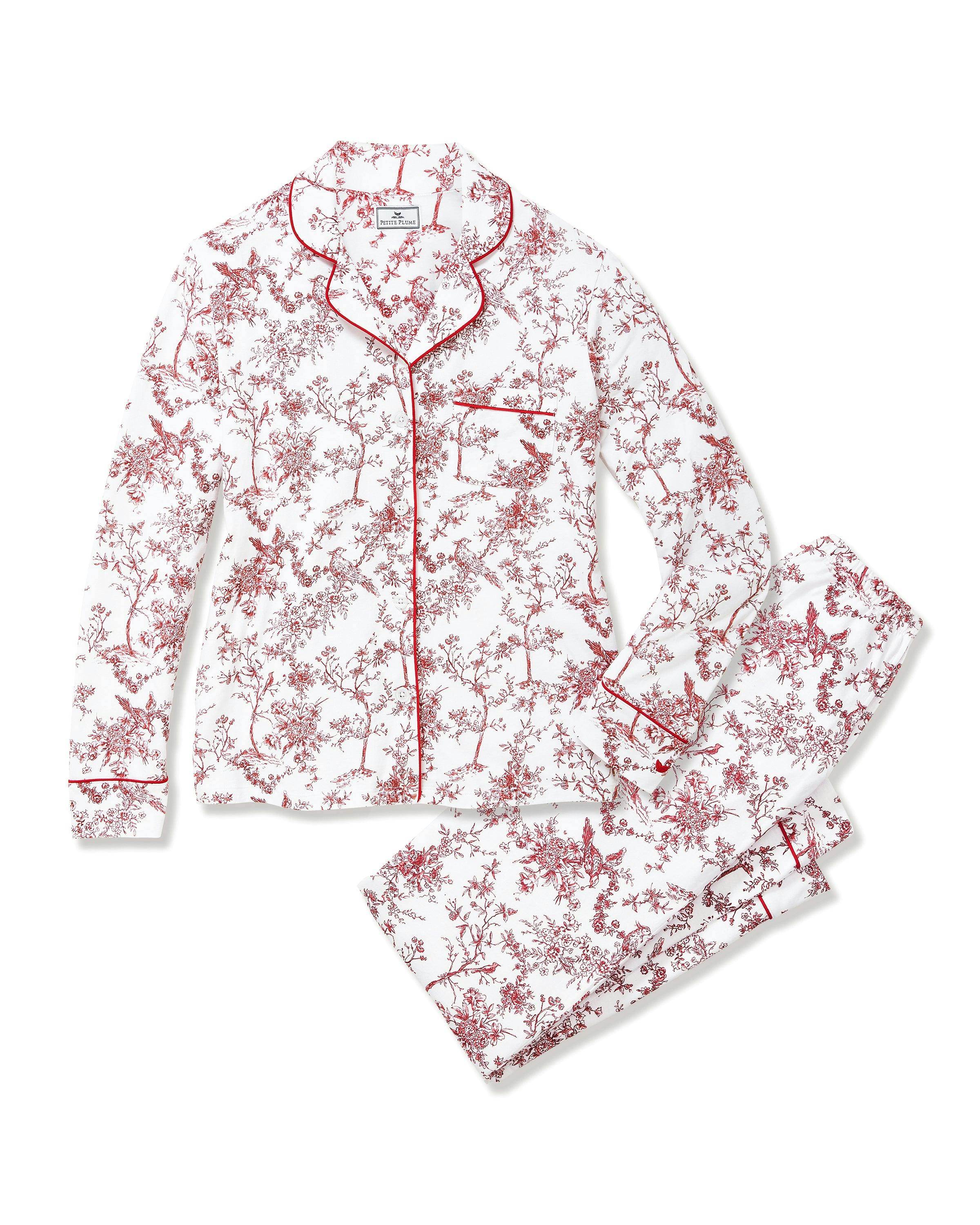 Women's Pima Pajama Set in Red Timeless Toile