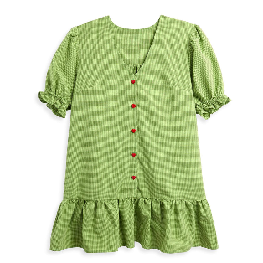 women's vichy frilled dress - matcha green