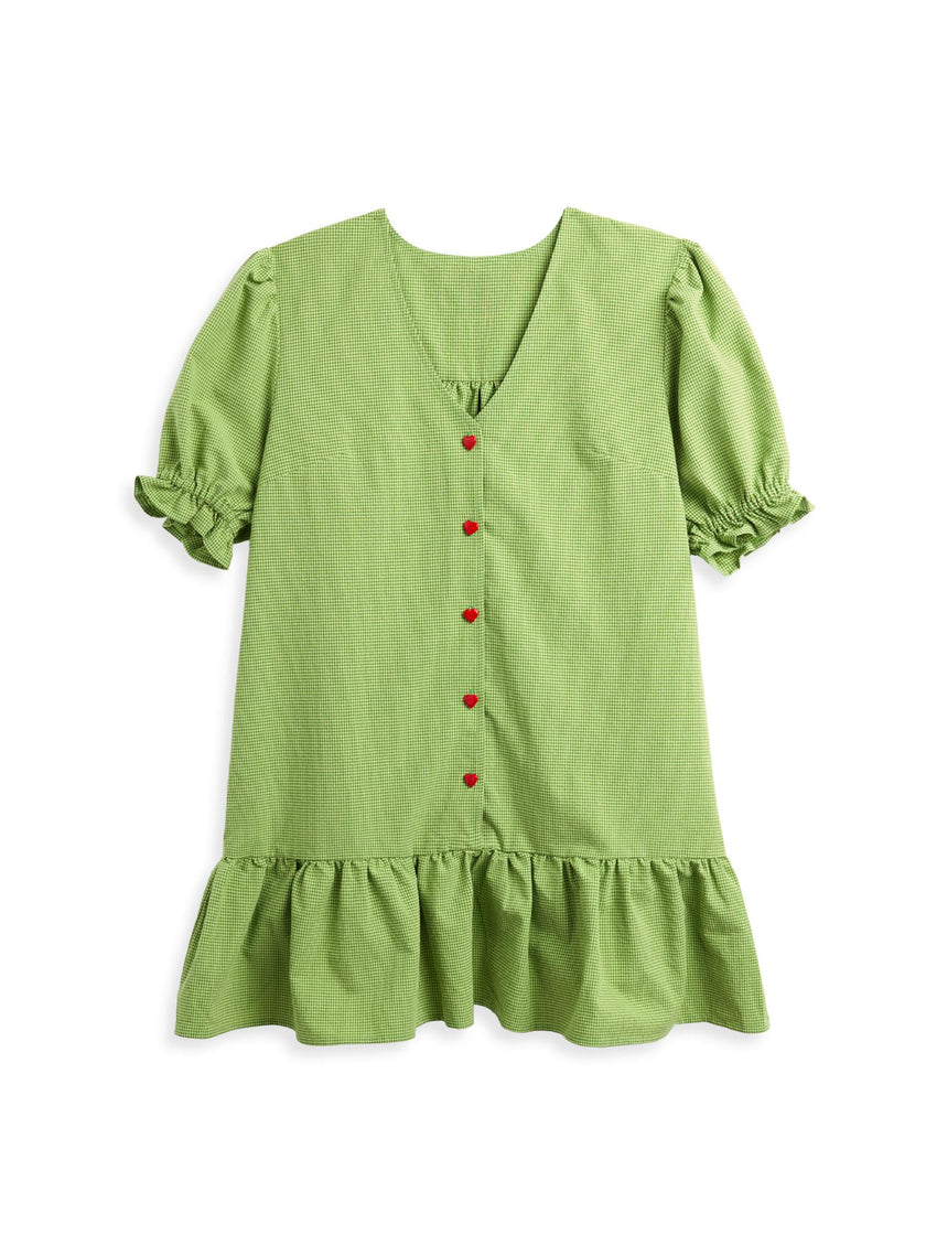 women's vichy frilled dress - matcha green