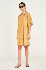Lanai Popover Dress in Golden Eyelet