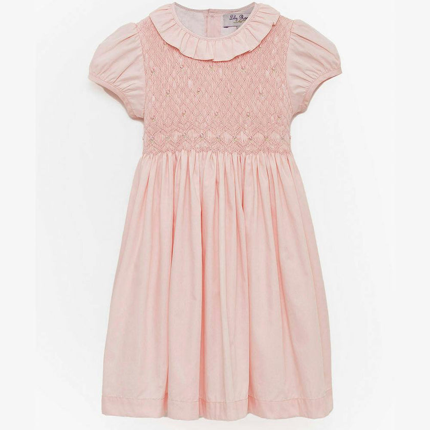 Willow Rose Hand Smocked Dress in Pink
