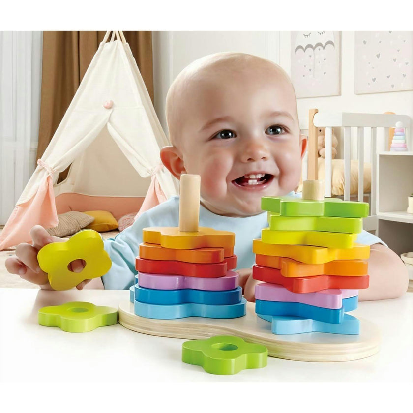 Hape: Double Rainbow Stacker&nbsp;- Wooden Ring Set Toy