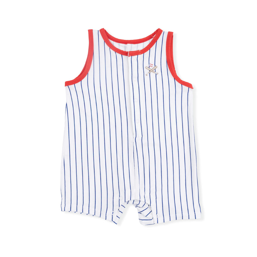 Baseball Stripe - Sleeveless Shortie Romper