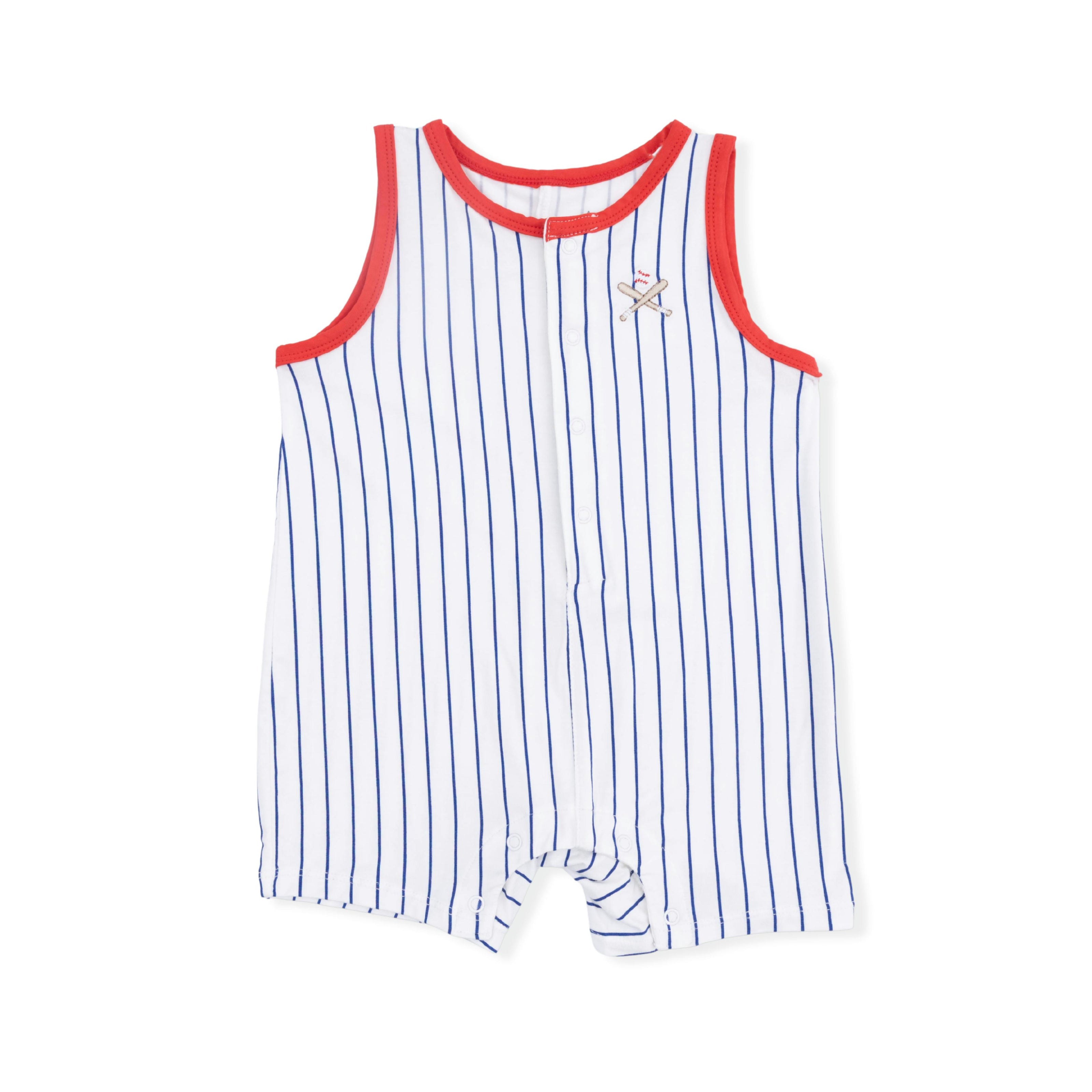 Baseball Stripe - Sleeveless Shortie Romper