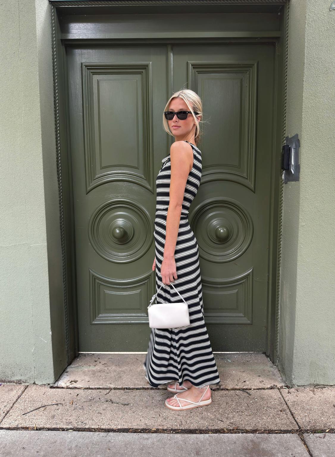 The Jayne Dress - Black/Ivory Stripe