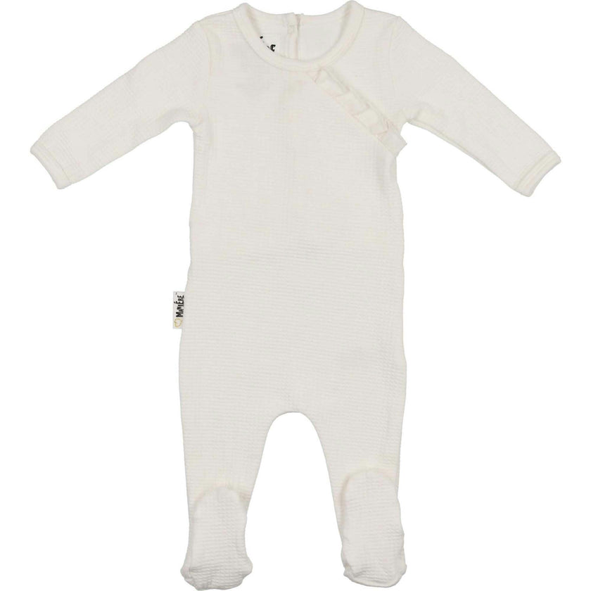 Quilted Waffle Girls Long Sleeve Footie