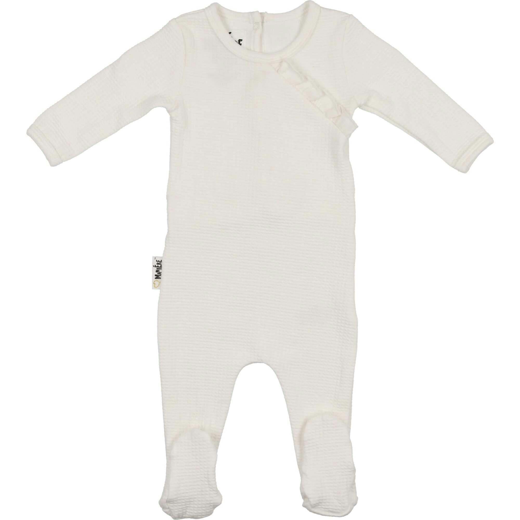 Quilted Waffle Girls Long Sleeve Footie