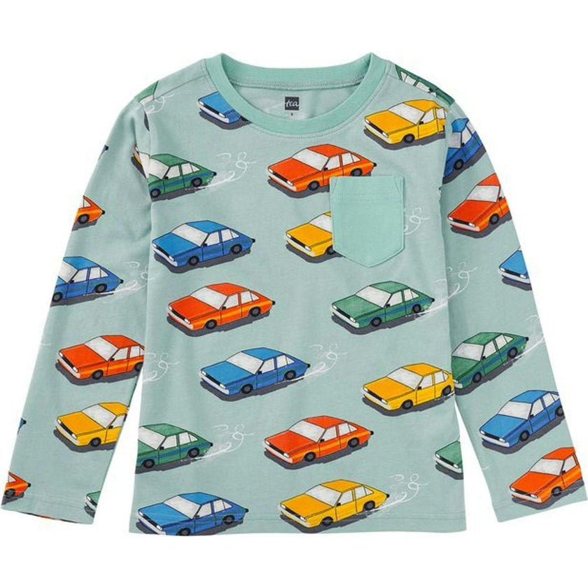 Long Sleeve Printed Pocket Tee, Multi