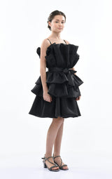 Black Noella Ruffle Bow Dress