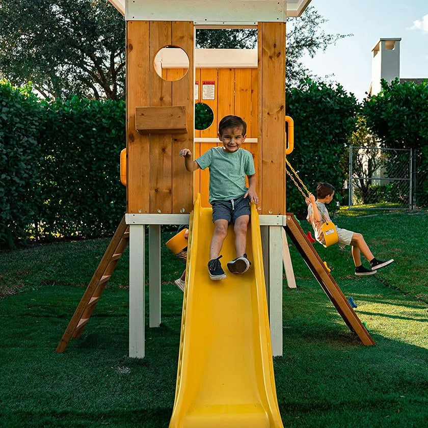 Forest - Modern Backyard Outdoor Swing Set 2 Swings And Trapeze Bar