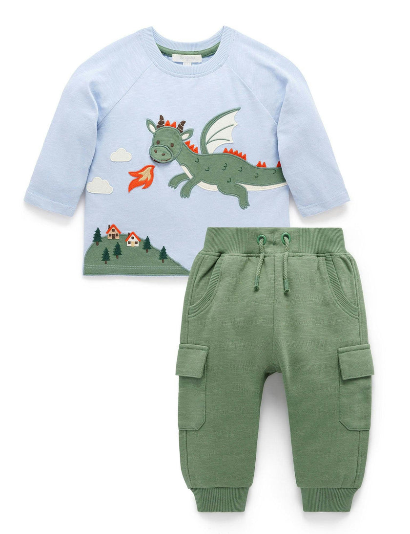 Dragon Tee & Cargo Pant Set Ice