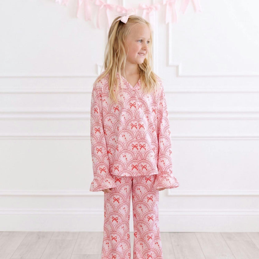 Candy Cane Scallop Christmas Two-Piece Set