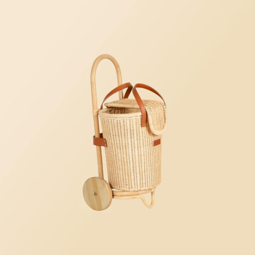 Handcrafted - Eric Kids Shopping Trolley - Rattan Wicker