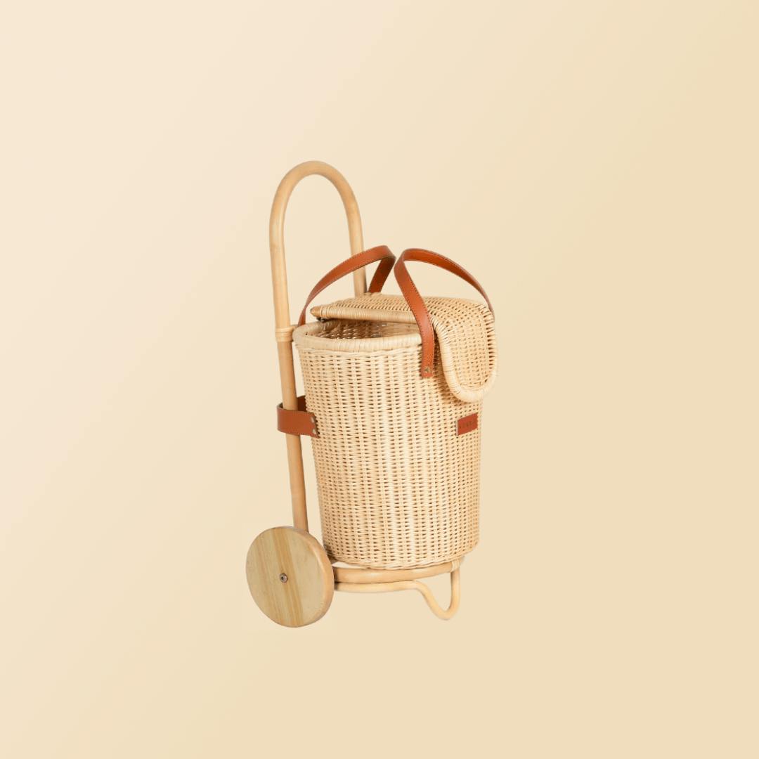 Handcrafted - Eric Kids Shopping Trolley - Rattan Wicker