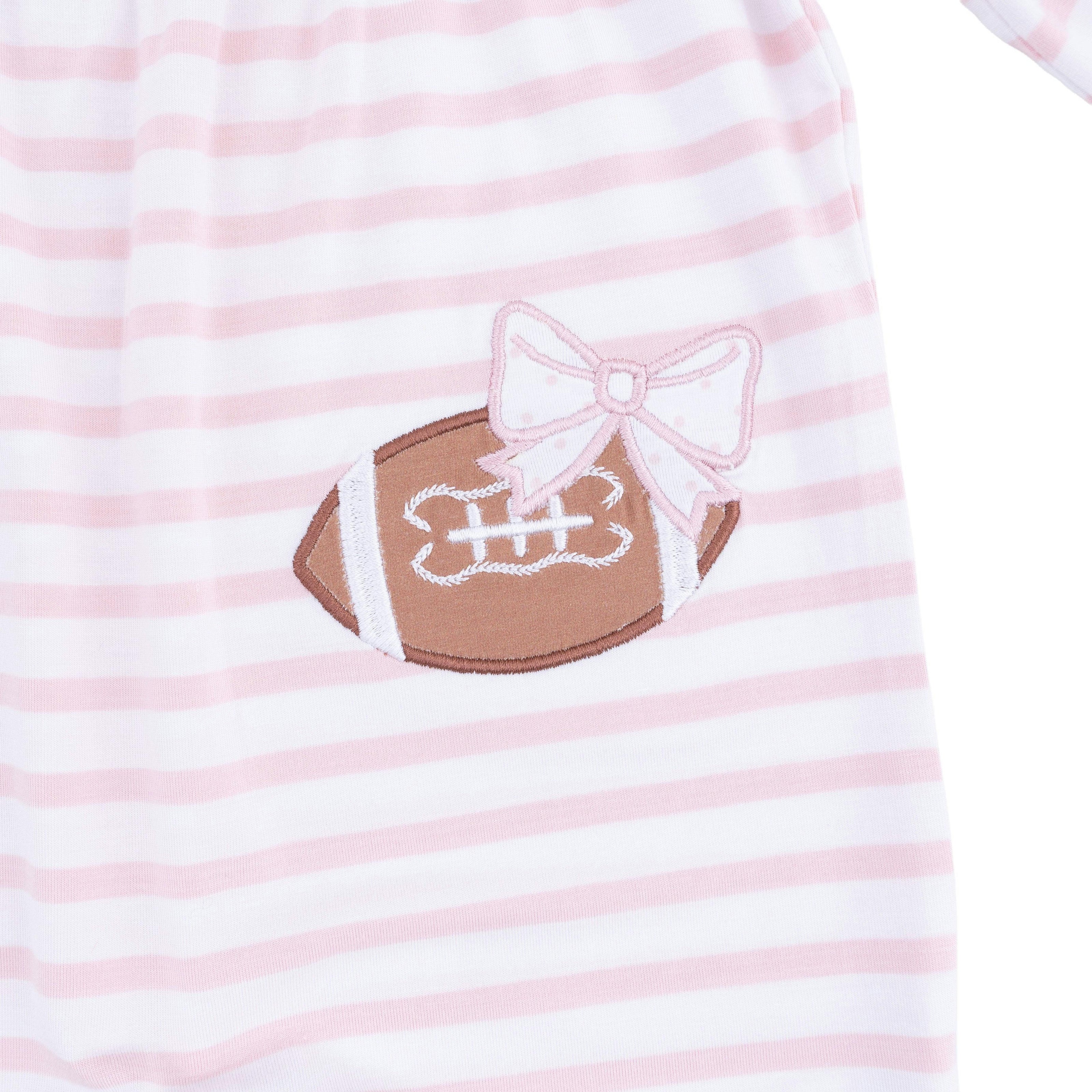 Football Dot and Stripe - Ruffle Sleeve Snap Romper