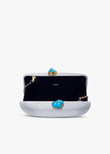 Women's Jen Straw Turquoise Stone Clutch Bag