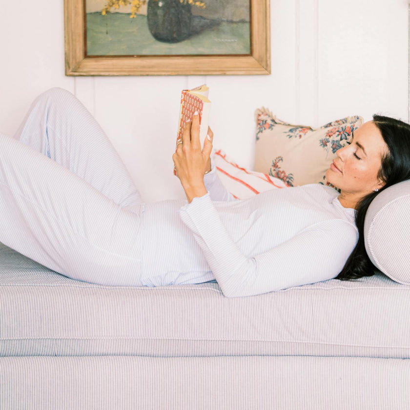 Women's Powder Blue Stripe Pima Pajamas Set